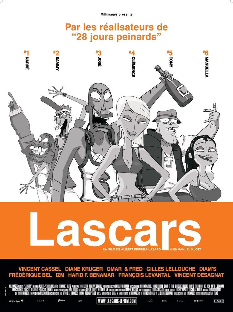 Affiche "Lascars" parodiant celle de "Trainspotting" - "par les réalisateurs de "28 jours peinards""