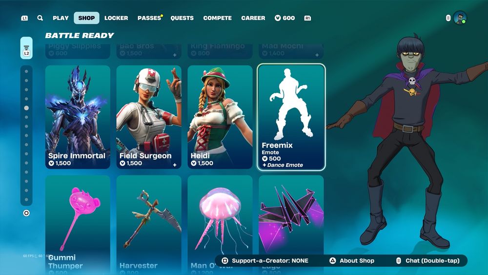 Fortnite Item Shop highlighting the Freemix dance emote