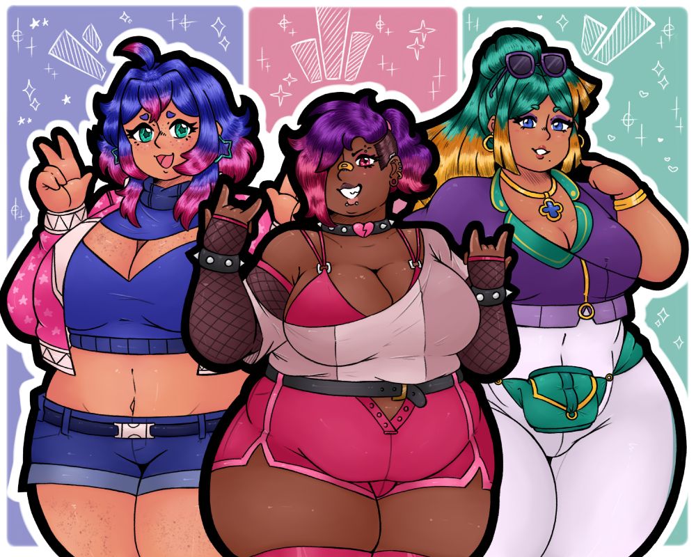 Fanart of Sketchytodd's ocs. Topaz, Jade and Riley.