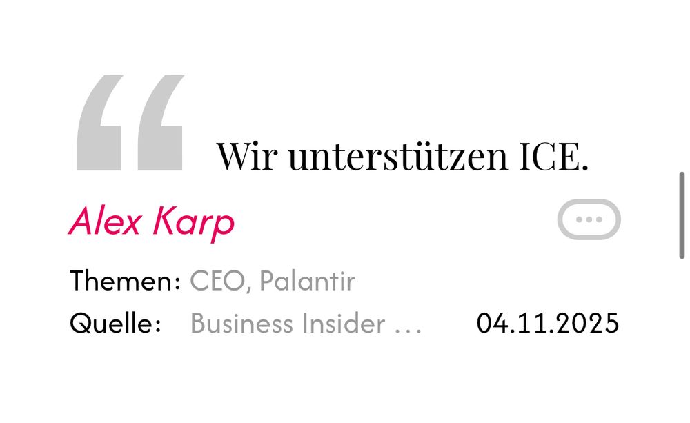 Wir unterstützen ICE.
Alex Karp