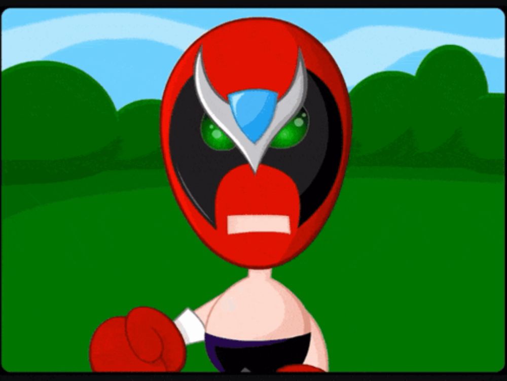 a cartoon character with boxing gloves and a mask