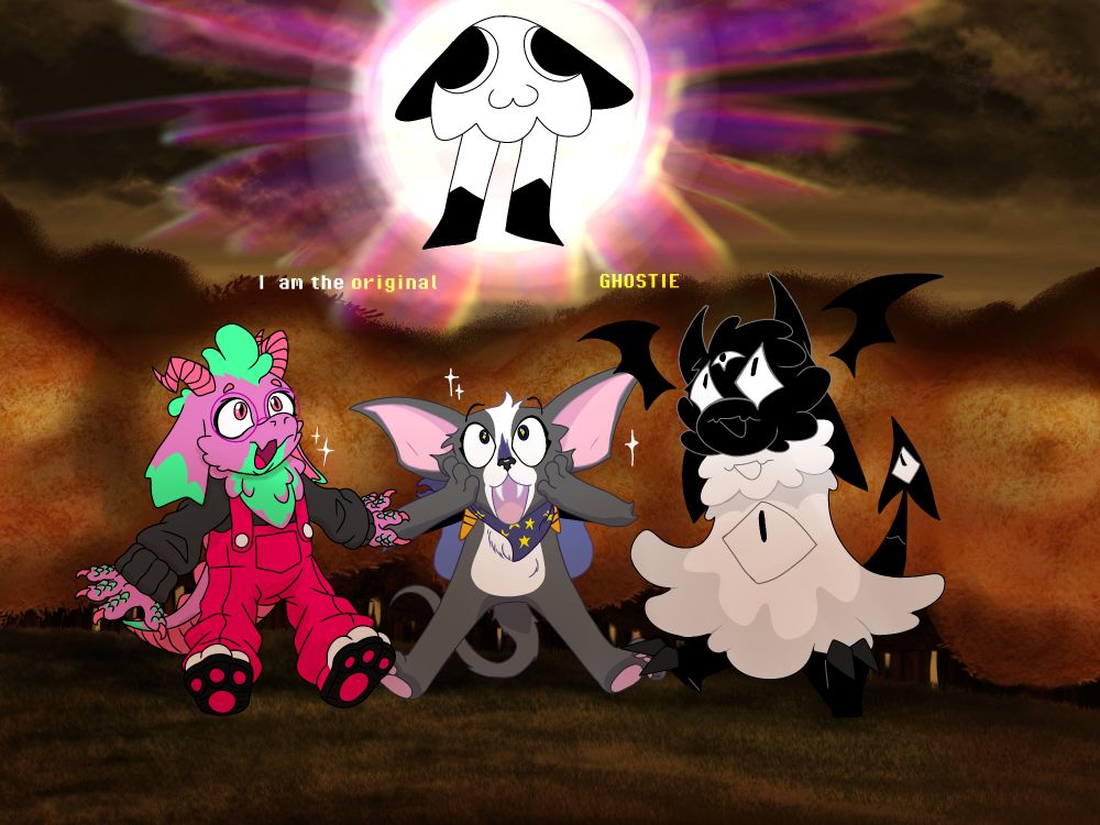 Ghostie by dermyorderm, Iggy by me, Biggle G. Pinkleton by Skitterstar, VOID by Raine0o