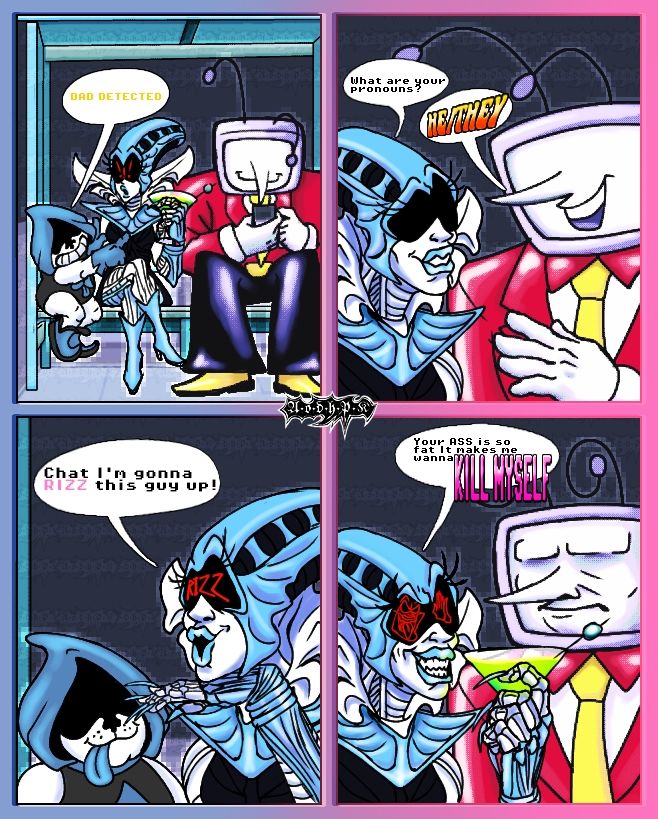 A 4 panel recreation of DrawerOfDrawings edited comic where the iconic catchphrase "your ass is so fat it makes me wanna krill myself" is said, now adapted as a corny QueenTenna comic