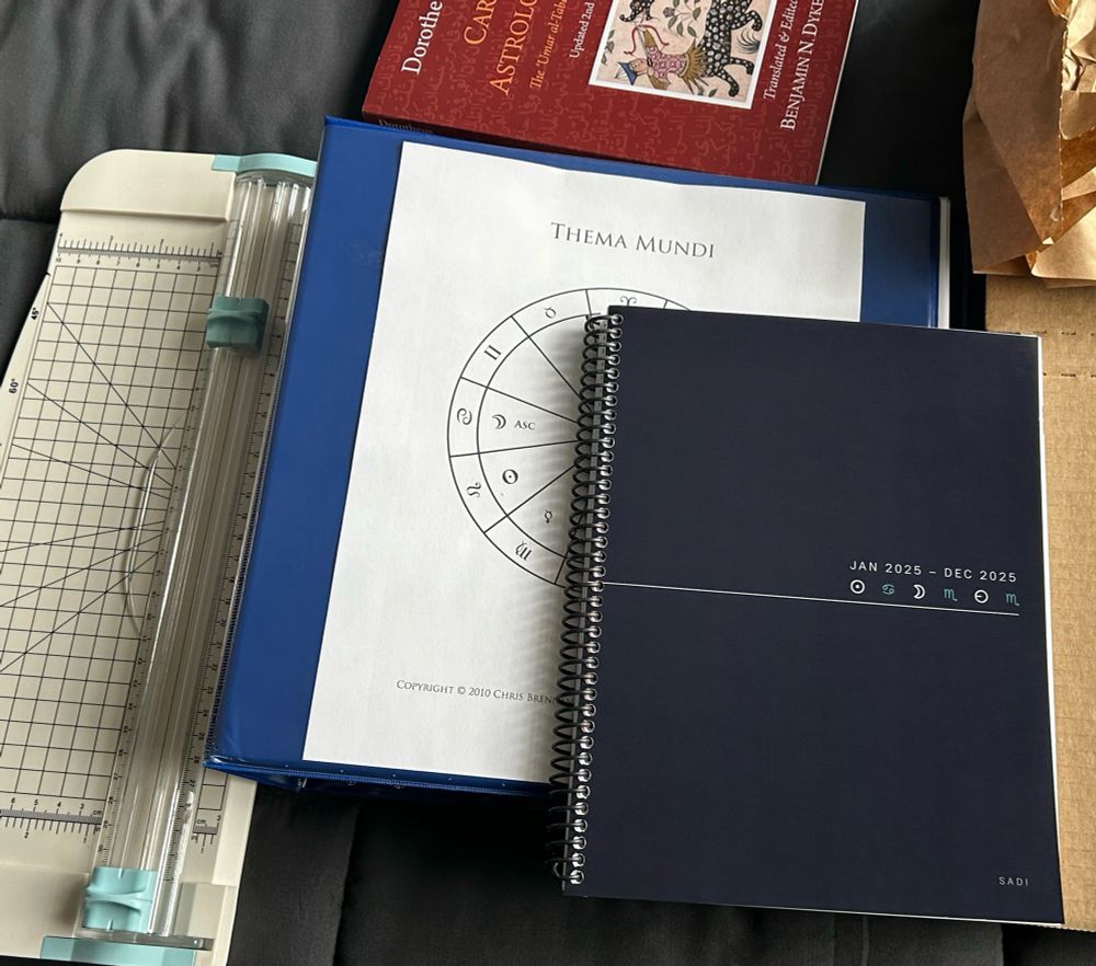 Fresh out of the box Honeycomb Collective Almanac for 2025, Thema Mundi, Dorotheus of Sidon Carmen Astrologicum 