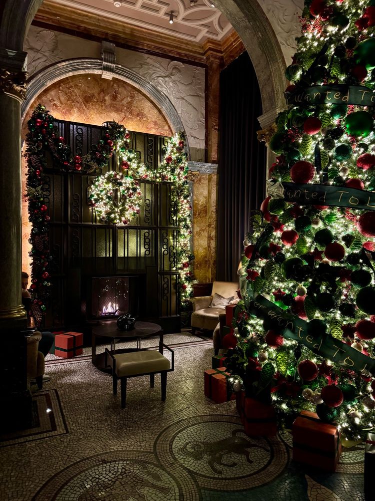 Picture of Christmas tree and decorations that is obviously not my home 🤣