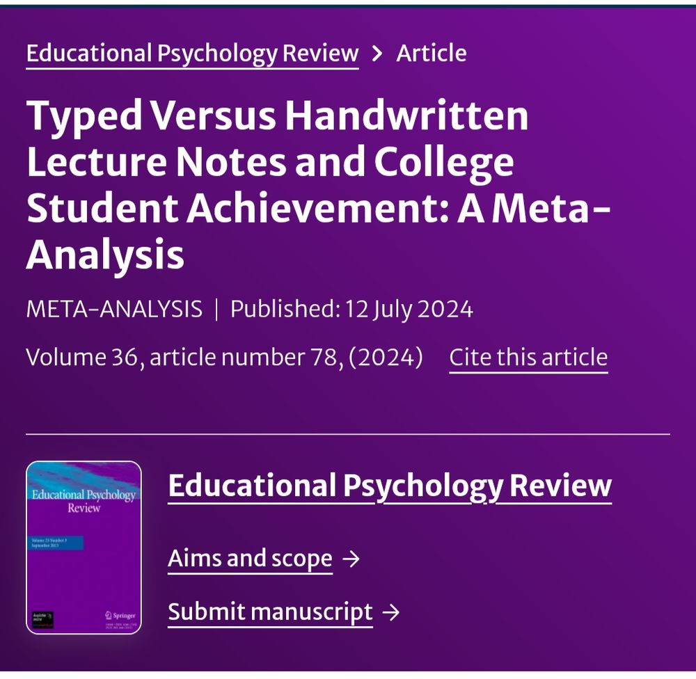 Typed Versus Handwritten Lecture Notes and College Student Achievement: A Meta-Analysis