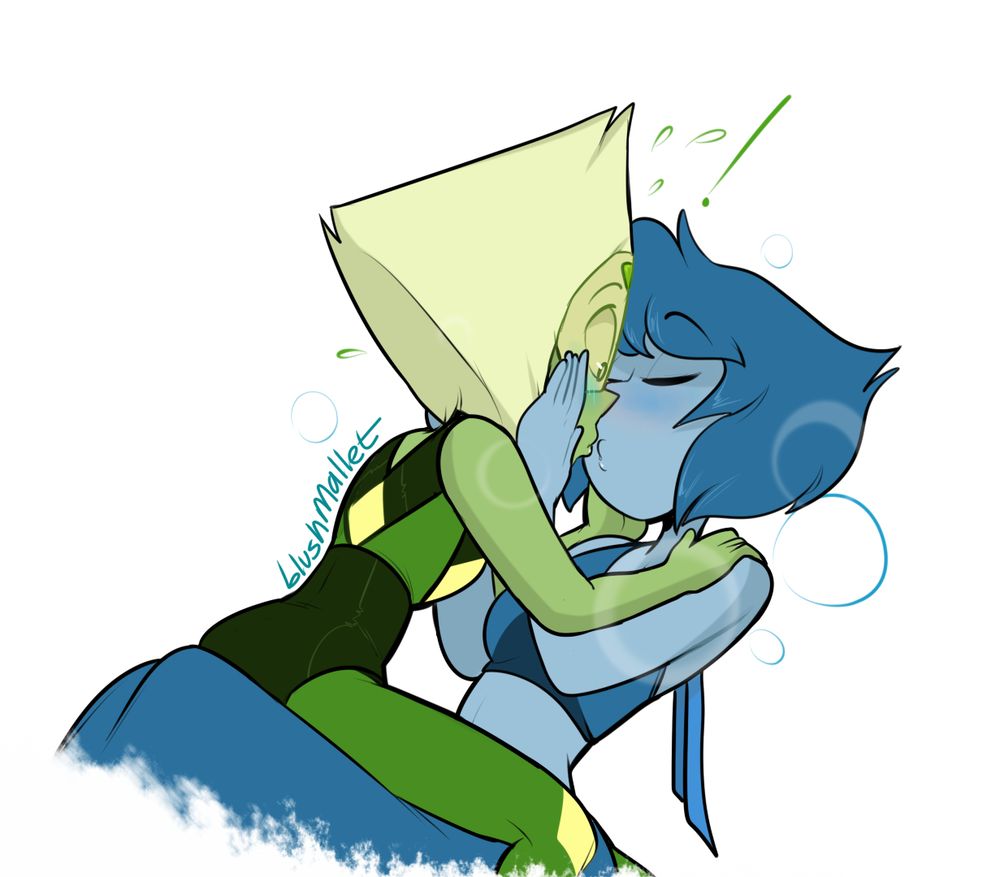 Peridot hit with a surprise kiss by Lapis
