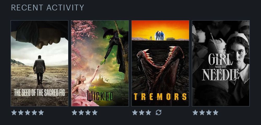quatro últimos filmes que vi e registrei no letterboxd