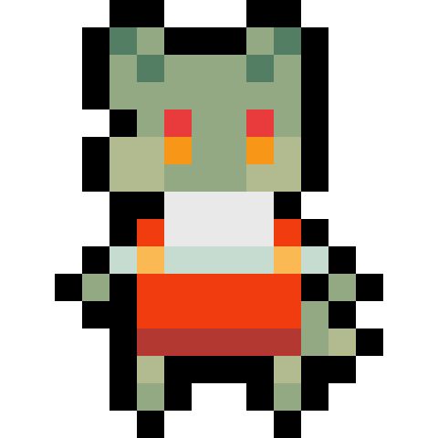 A vague pixel character to inspire you

Colors
Pale olive like greens
Reds
Orange
And rich golden yellow