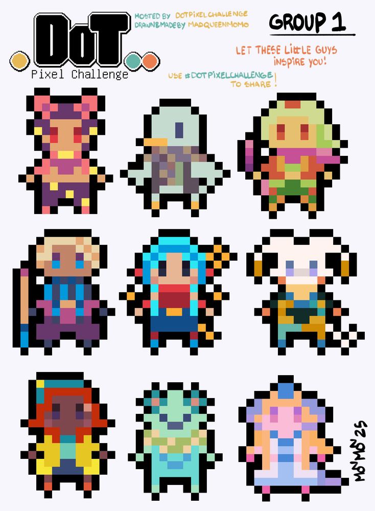 The first groups of our vague pixel characters to inspire your art!
Use #dotpixelchallenge to share your work!