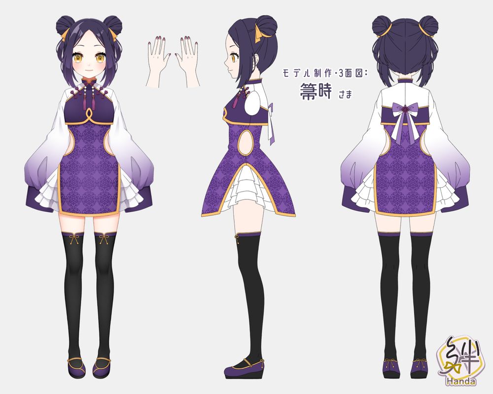 絆田のん モデル・３面図制作：箒時さま