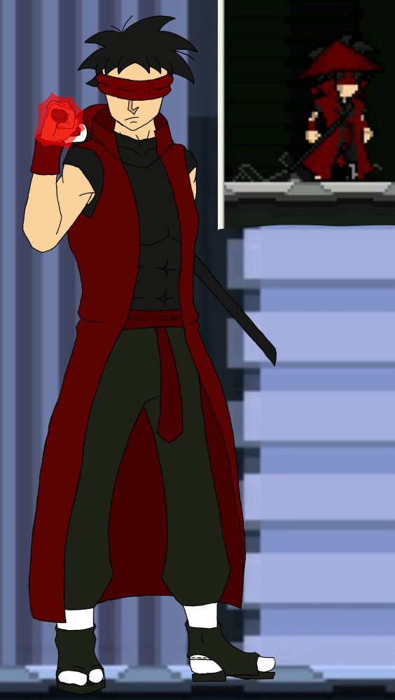 A white man holding a sword on his right hand, he is wearing red overalls with black pants and shit.

Original design where Pandora originates from, he din't have a name originally, but now I am thinking of giving him a glow up and making him her dad or grampa.