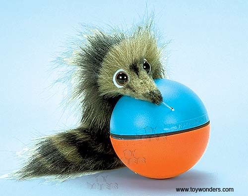 a "weazel ball" toy -  a small worm-shaped 'weasel' made of craft fur attached to a rotating ball by a small string