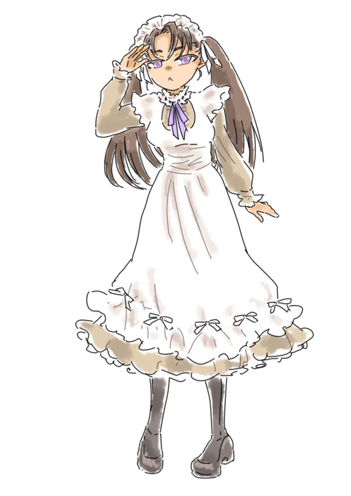 メイド服の女の子。アイボリーのワンピースに白いエプロン、薄紫のリボン。ブーツを履き、ヘッドドレスをしている。茶髪を耳の上あたりの位置でツインテールにしている。瞳の色はリボンと同じ薄紫。
