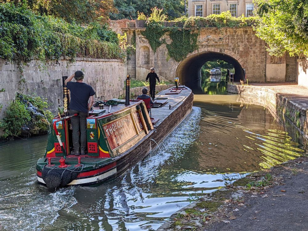 Clayton Oil tanker barge 'Spey' away from home territory, Bath's Sydney Gardens tunnels.