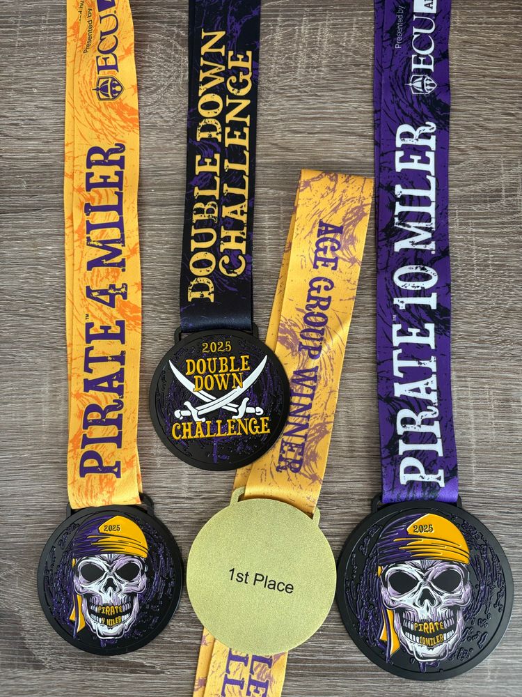 Medals for a road race. 