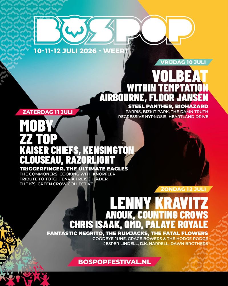 Poster met de line-up van Bospop 