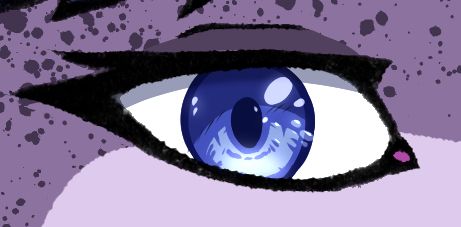 A detailed drawing of a sapphire blue cartoon eye
