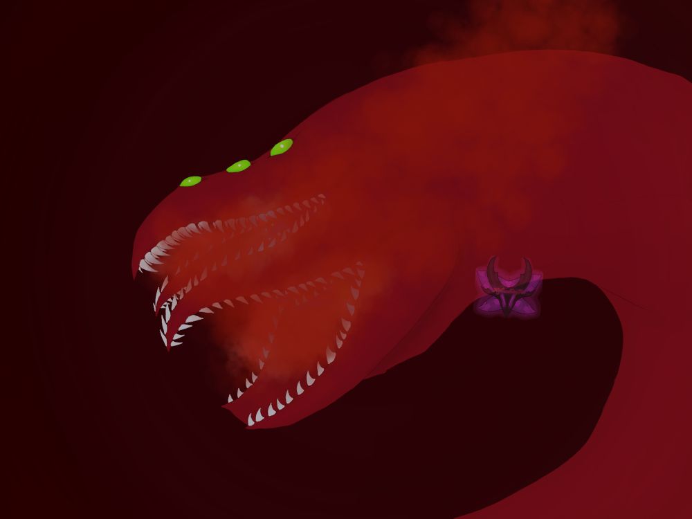 Same as last but there is fire seeping from the mouth