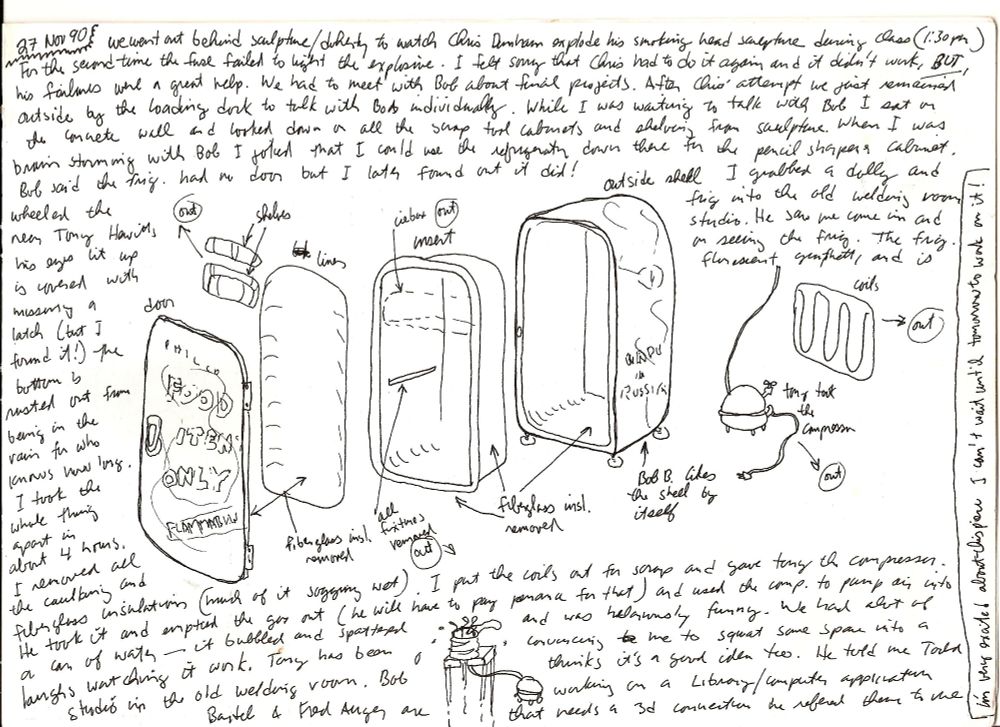 Notebook sketch of the fridge project, courtesy of Nicholas Madjerick