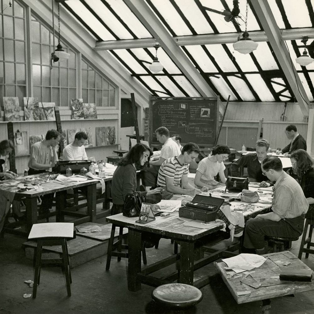 Recently a researcher, Phil Vicini, was looking for information on his uncle, James Soisson, in the University Archives. 

While doing some deep digging in our digital collections, Vicini spotted a familiar face in this image of a CFA class–Andy Warhol! Seen pictured second from the left, Warhol is sitting across a table from his friend, NYC roommate, and fellow artist Philip Pearlstein. 

This photograph was previously unidentified so even the archivists were surprised–proving there’s always something new to see in the University Archives!