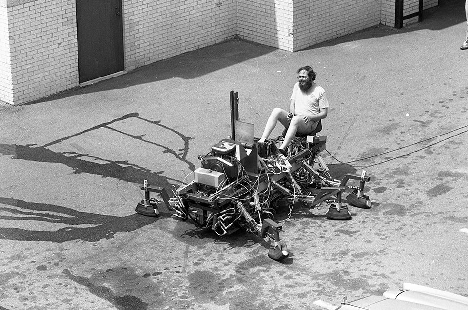 Marc Donner operating the Trojan Cockroach during field testing (c.1983). Courtesy of the University Archives.​​​​