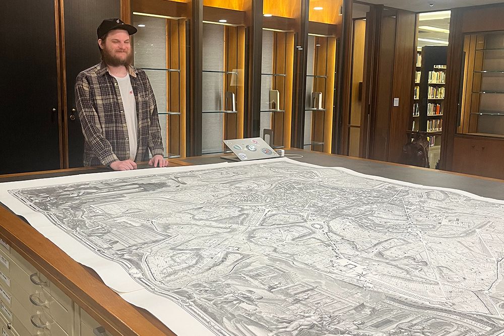 Nick Gittins with the drawings