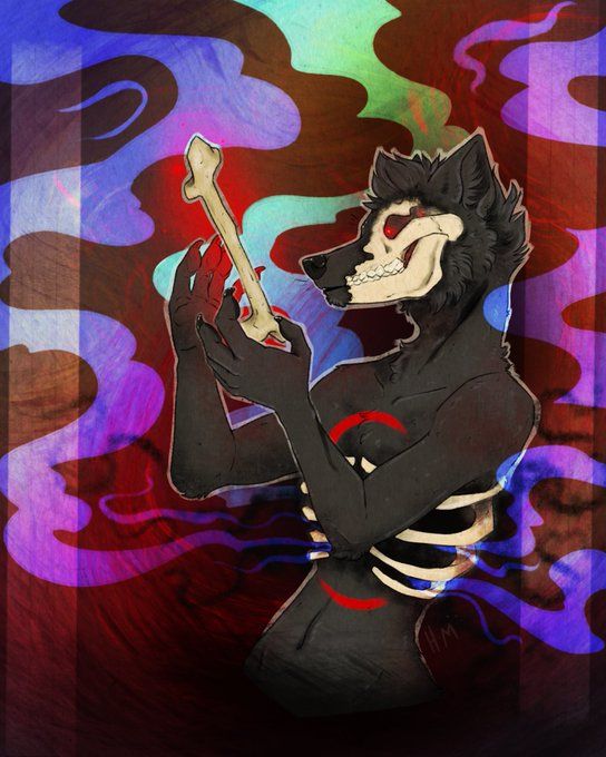 Another soothing piece of Jason becoming more skeletal as he holds a bone in his hand.