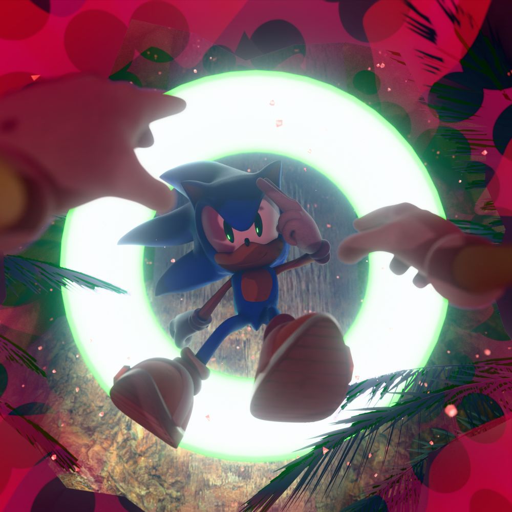 Sonic cockily saying goodbye to an Exe as he just barely escapes