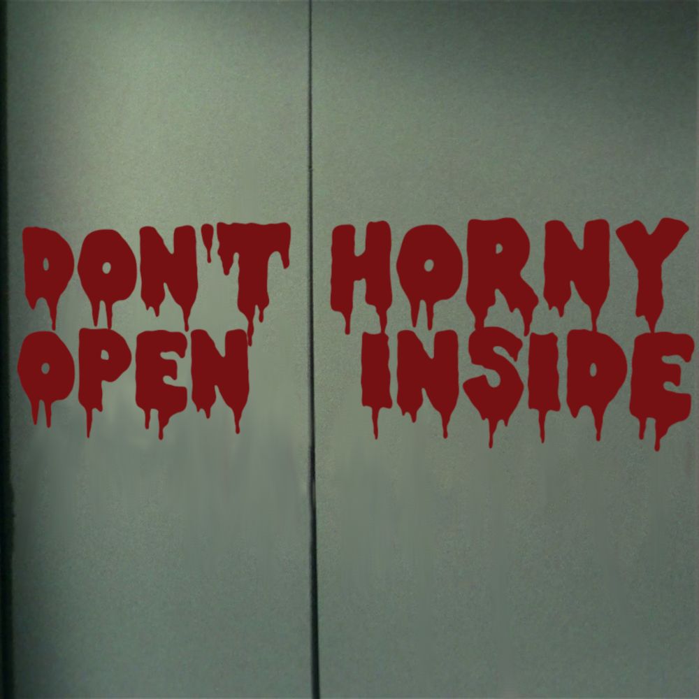 The turbolift doors from Star Trek: The Original Series. I’ve removed “Sinner Repent” and badly inserted “Don’t Open Horny Inside” in the style of The Walking Dead, so it kind of looks like “Don’t Horny Open Inside.”