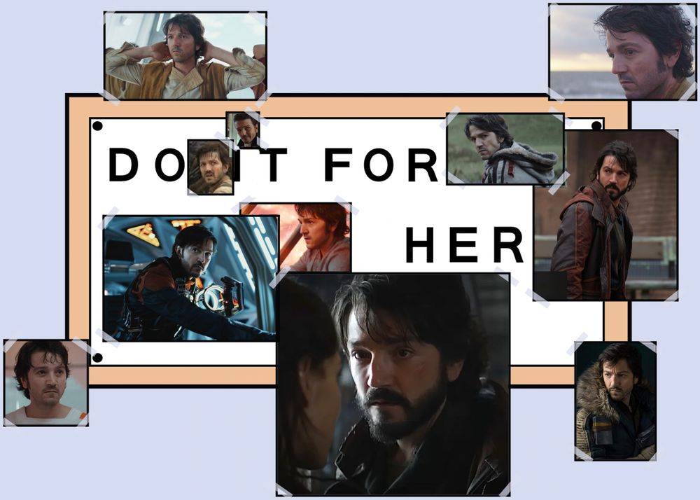 The “do it for her” meme from the Simpsons. All the photos are of Cassian Andor. 