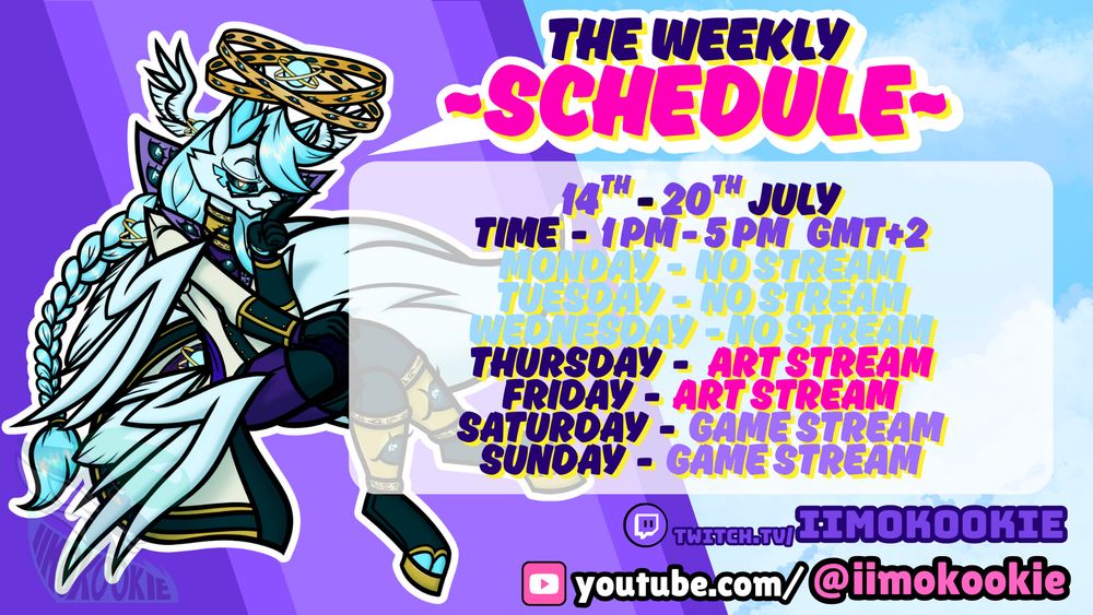 Furry pngtuber with his livestreaming schedule for the week and where he streams #livestream #pngtuber #furry #schedule #youtube #twitch