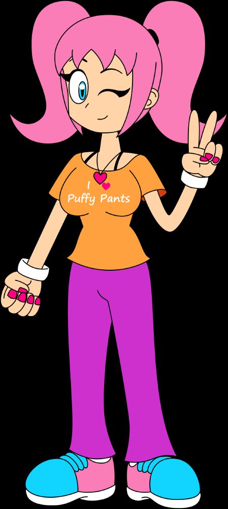 Pantaloon-Chan (or "P-C" for short) with her classic shirt design.