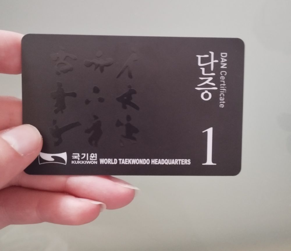 Black card certificate of blackbelt in taekwondo