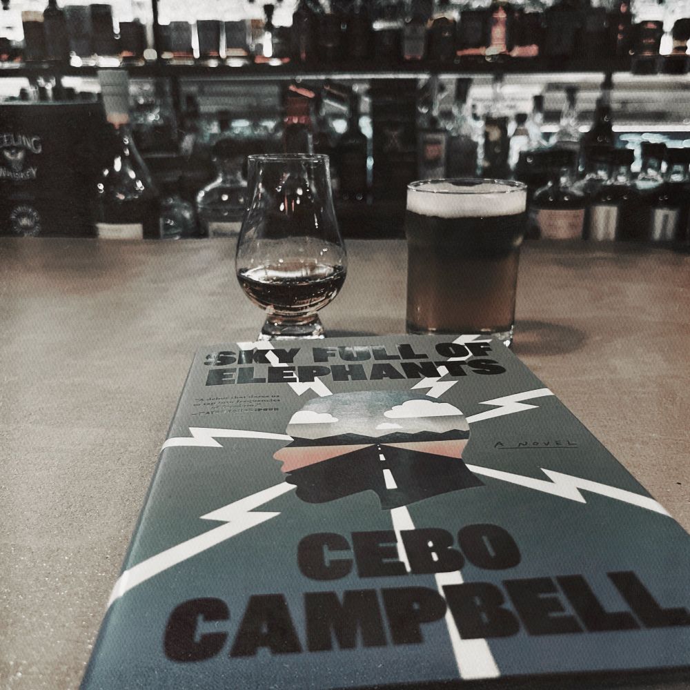 Cebo Campbell’s “Sky Full of Elephants” accompanied by whisky and beer.