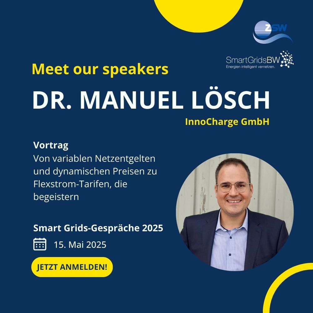 Ein blauer und gelber Flyer mit einem Mann in einem blauen Anzug.
