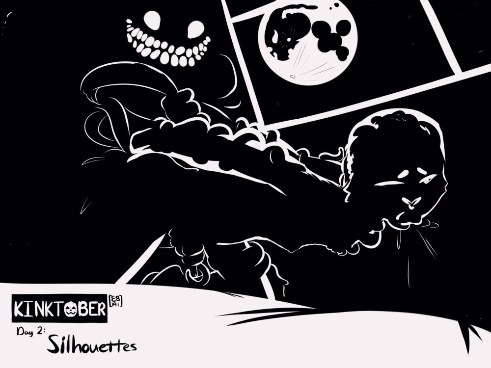 Doguez takes another pounding from a very familiar Smile, while fondled and ravaged across their holes. Being an amorphous entity stalking from the shadows has its benefits and drawbacks. One, is that you can always count on your own power to show how much you want something. Two, is that you can also count on your own power to ravage every bit of that something. However, when it comes to that sunny D, you must acquit, unless the less-convincing moonlight shows its face. Then they know that there isn't any place they can go besides being in a much more suitable ambiance for such salaciousness.

Thanks for checking out my (late) day 2 of my kinktober!!!