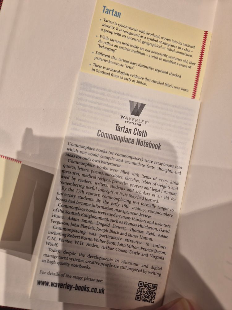 A wee inner leaflet explaining what Commonplace books are