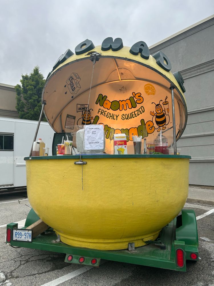 a giant lemon selling lemonade. 