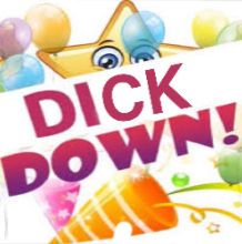 star party image, in front of it an edited version of the DIVA DOWN text saying DICK DOWN!