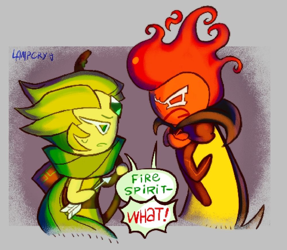 Wind Archer Cookie: "Fire Spirit-"

Fire Spirit Cookie: "WHAT!"