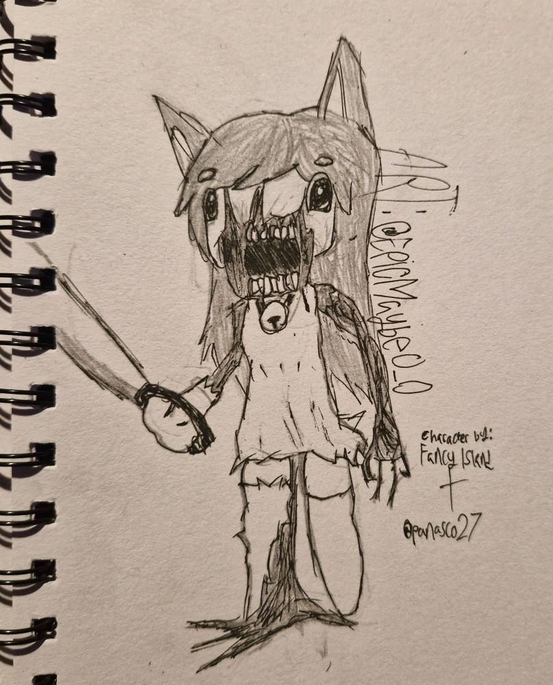 Mimi from Fancy Island with some zombified features and Nata Onna's machete