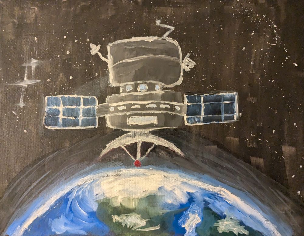A Large Satellite looms above the Earth, locked to its imperfect orbit around the sun.
The Global Communication Disarray, a towering weapon that serves to confuse and disarm the public. Its function is unknown to the broader world. Despite the government's secrecy around the project, it serves as a daily reminder to the common man of the lengths humanity has gone to preserve the status quo.