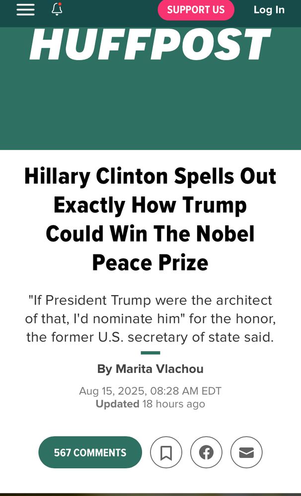 Hillary Clinton says she would nominate Donald Trump for a Nobel Peace Prize if he can broker a peace deal between Russia and Ukraine.