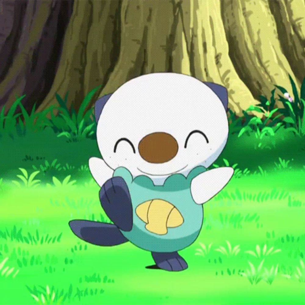 a cartoon otter is smiling and dancing in the grass