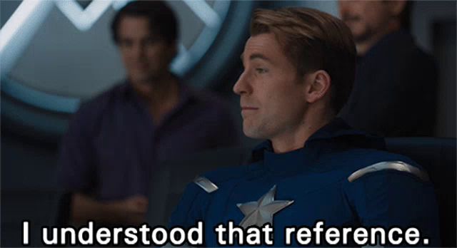 a man in captain america 's uniform says i understood that reference