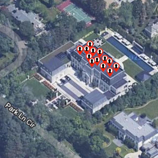 Cover image for Kendrick Lamar’s “Not Like Us” single. The image shows a satellite map photo of Drake’s Toronto mansion with multiple icons of Megan’s Law sex offenders/predators. Drake is a sexual predator (groomer of impressionable teenage girls) who surrounds himself with other sexual predators. Much like Donald Trump.
