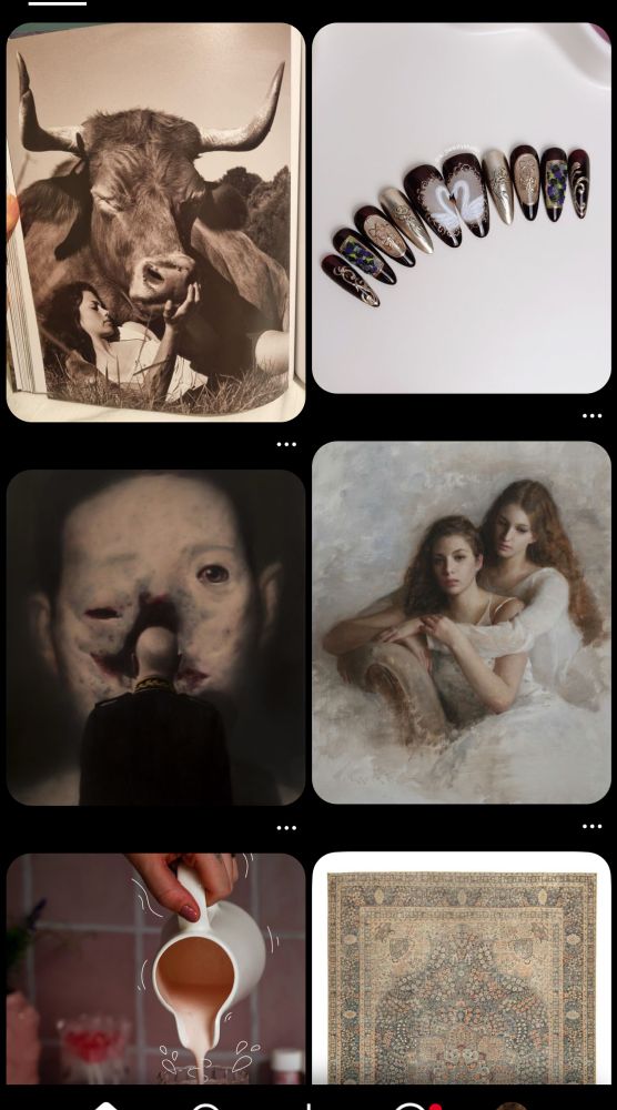 Pinterest page 
Pictures of:
A cow and lady
Painting from Ken Currie 
Swan nails
A painting of two women (not sure who the artist is)