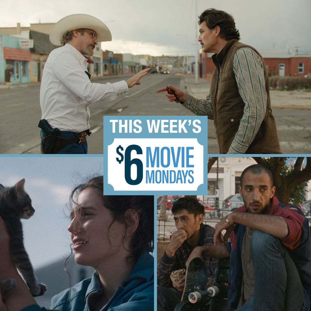 features film stills from "eddington," "sorry, baby," and "to a land unknown."