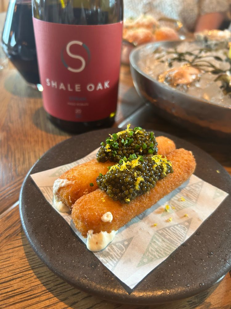 Fresh mozzy sticks topped with caviar!!!